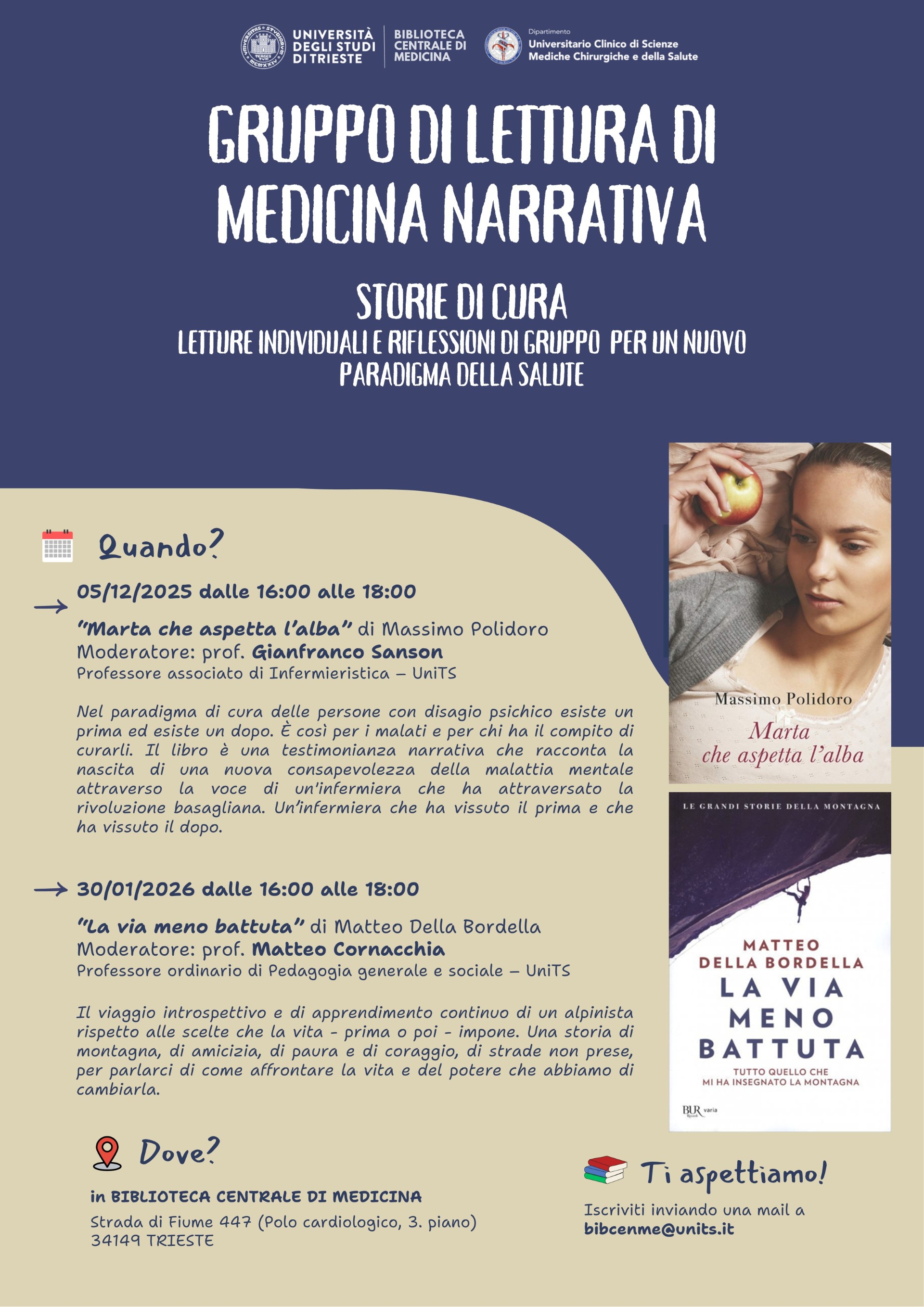 Gruppo di Lettura di Medicina Narrativa appuntamenti dicembre-gennaio