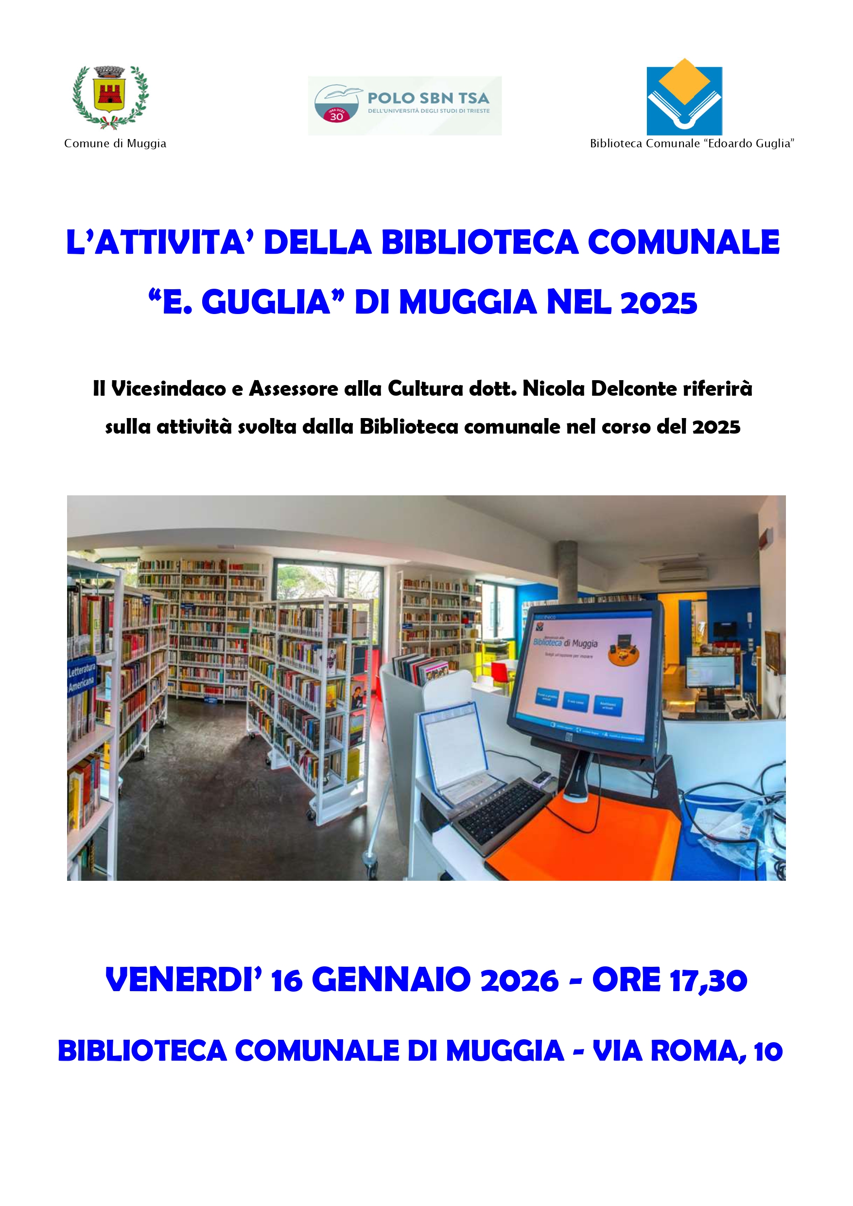 Conferenza sull'attivit&agrave; della Biblioteca Comunale di Muggia "Edoardo Guglia" nel 2025