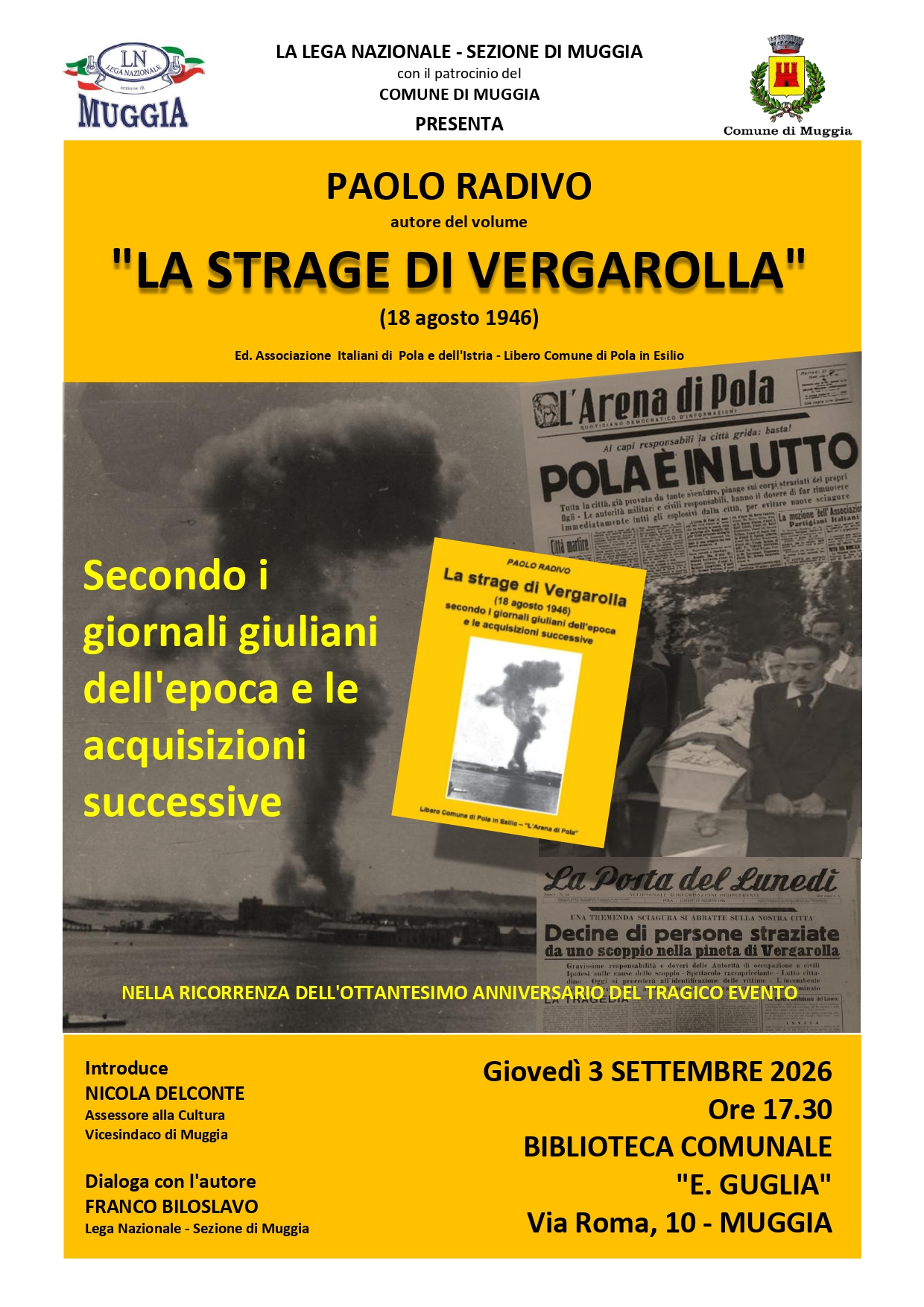 Presentazione del libro "La strage di Vergarolla" di Paolo Radivo