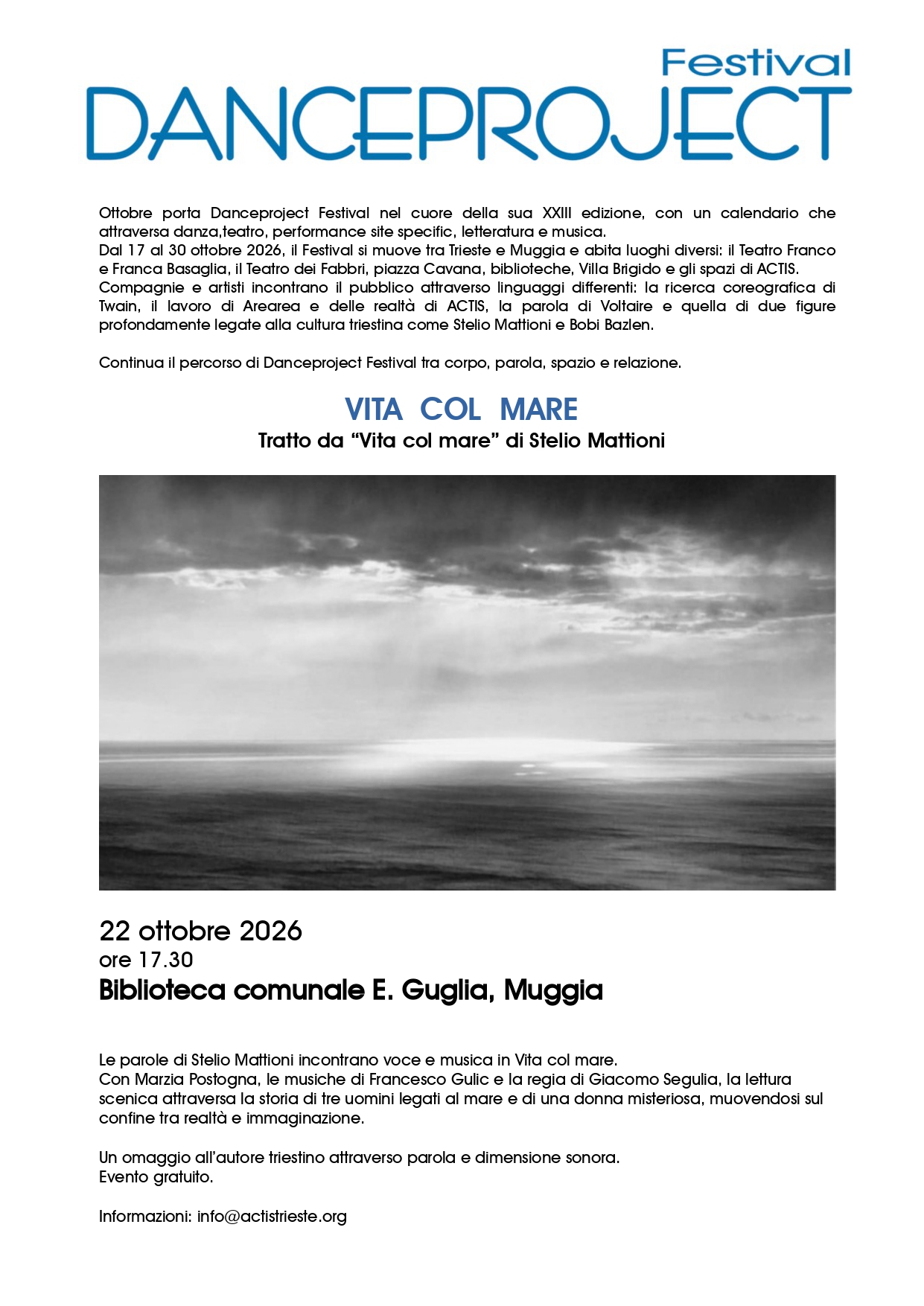 Le parole di Stelio Mattioni incontrano voce e musica in "Vita col mare"